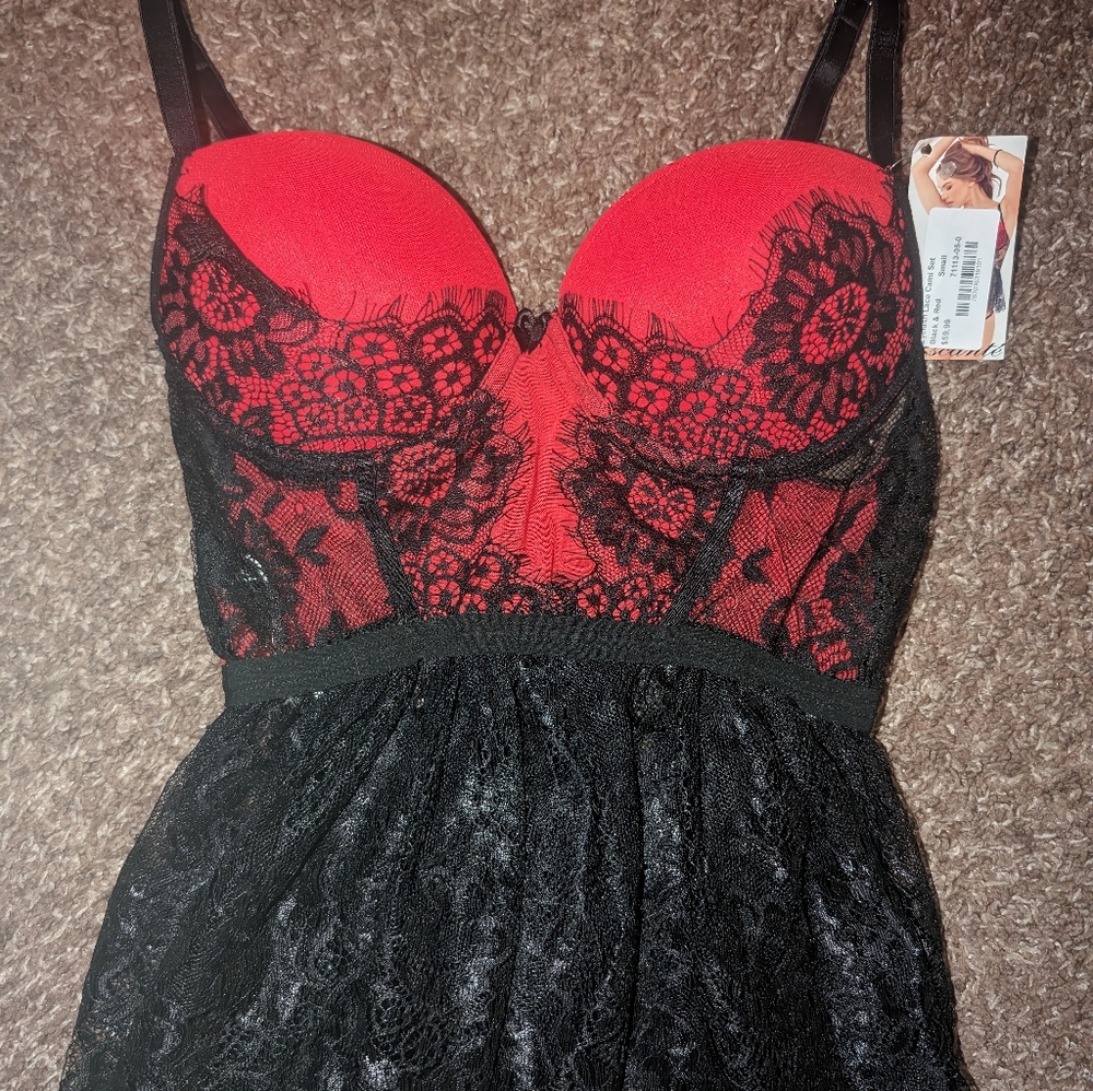 Black and red lingerie top